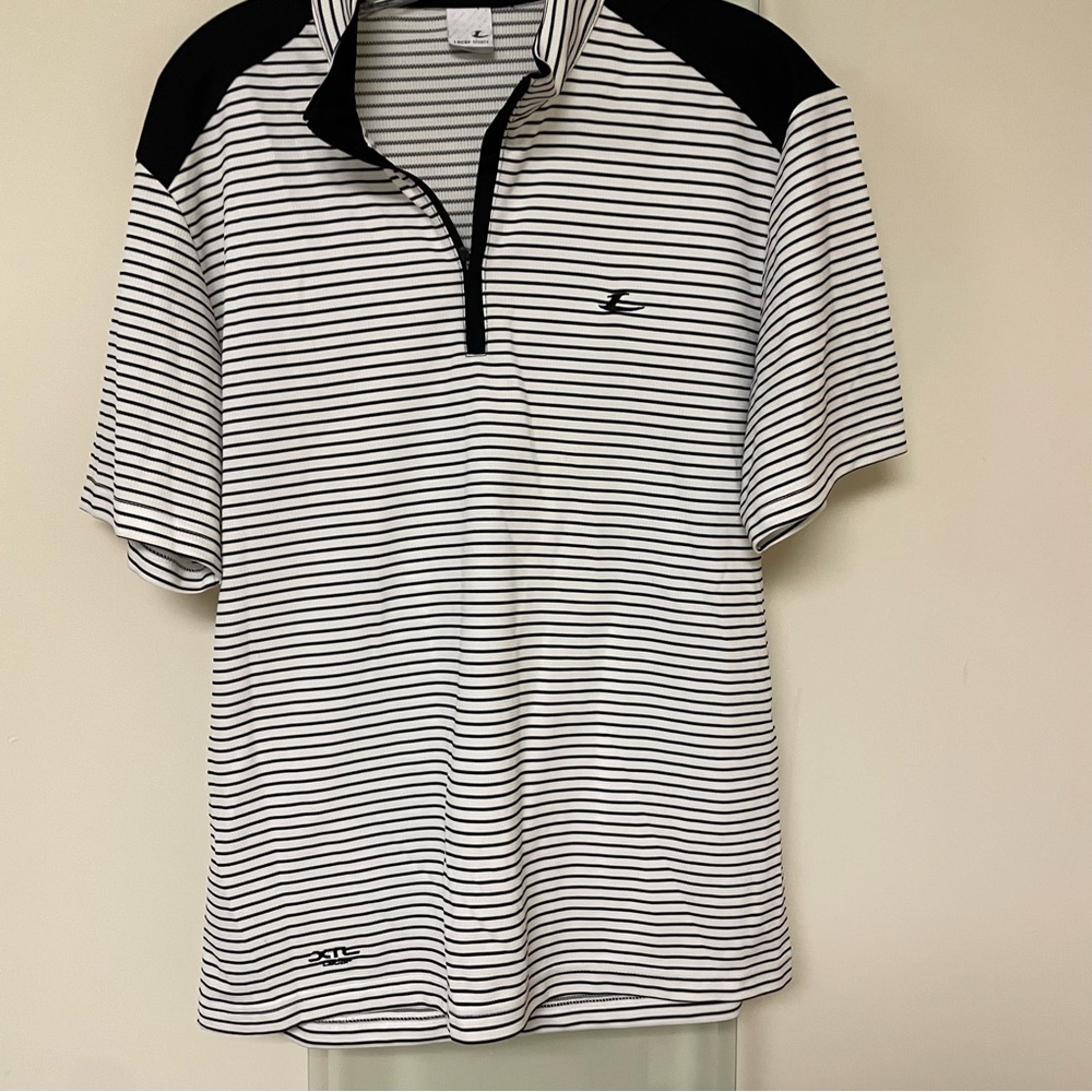 White and Black Relaxed Polo Jersey Top